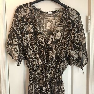 Kld Signature - Brown and White Patterned Blouse